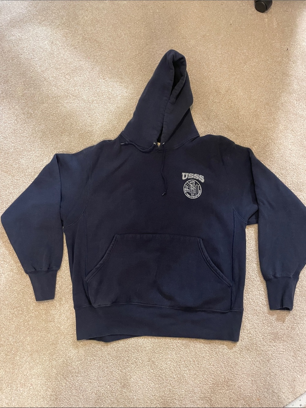 Vintage Navy Blue Lee Navy US Secret Service Hoodie with Front Pocket